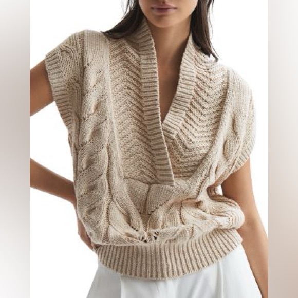 Reiss Tops - Reiss Clodah Cable Knit Sweater Vest Small